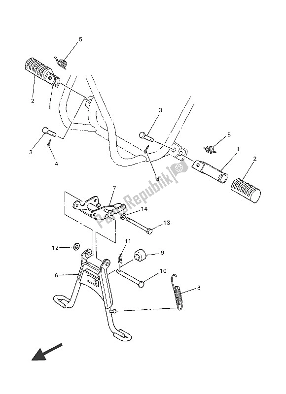 All parts for the Stand & Footrest of the Yamaha PW 50 2016