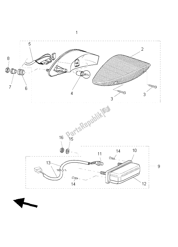 Tutte le parti per il Fanale Posteriore del Yamaha BT 1100 Bulldog 2002