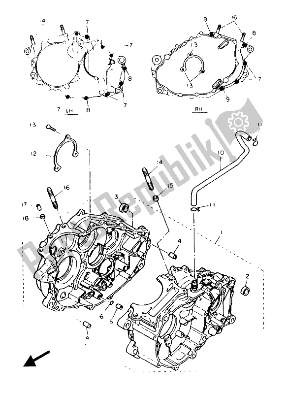 All parts for the Crankcase of the Yamaha XT 600 1987