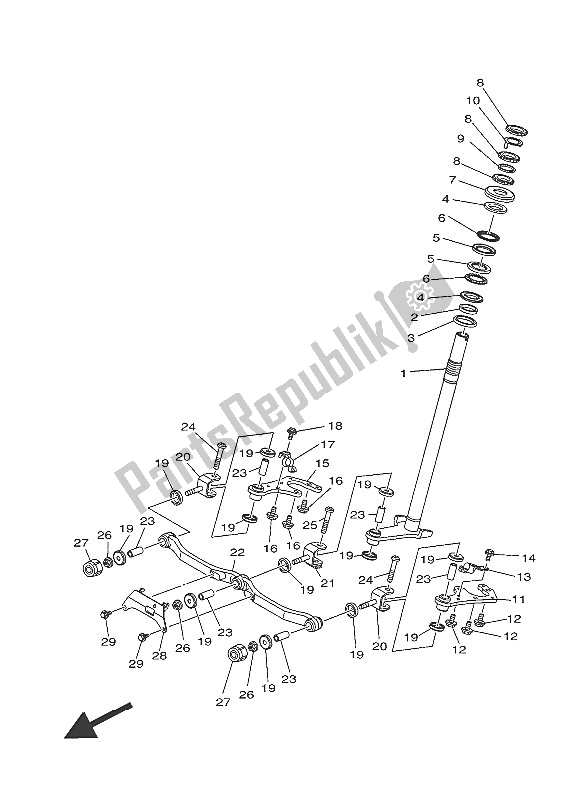 All parts for the Steering 2 of the Yamaha MW 125 2016