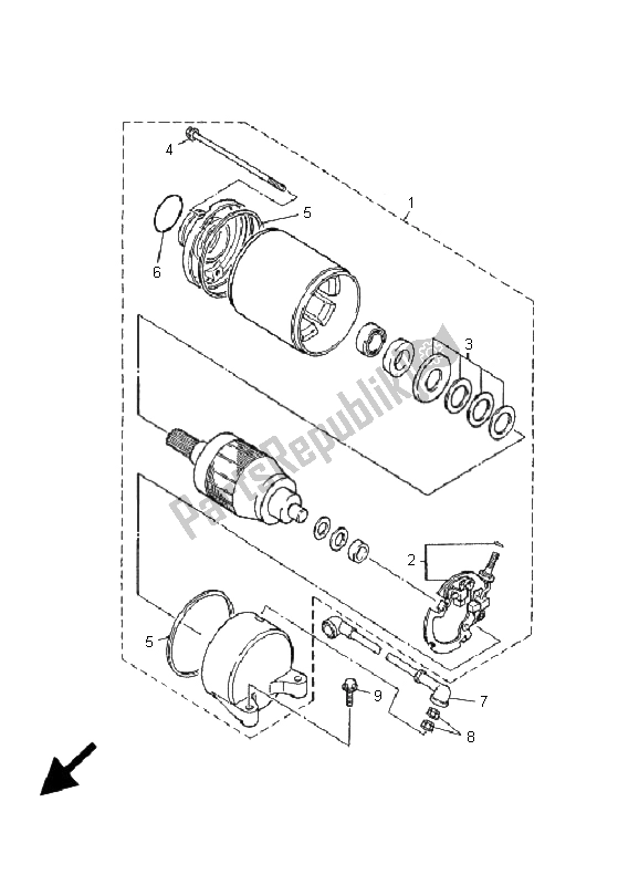 Toutes les pièces pour le Demarreur du Yamaha FZS 600S Fazer 2001