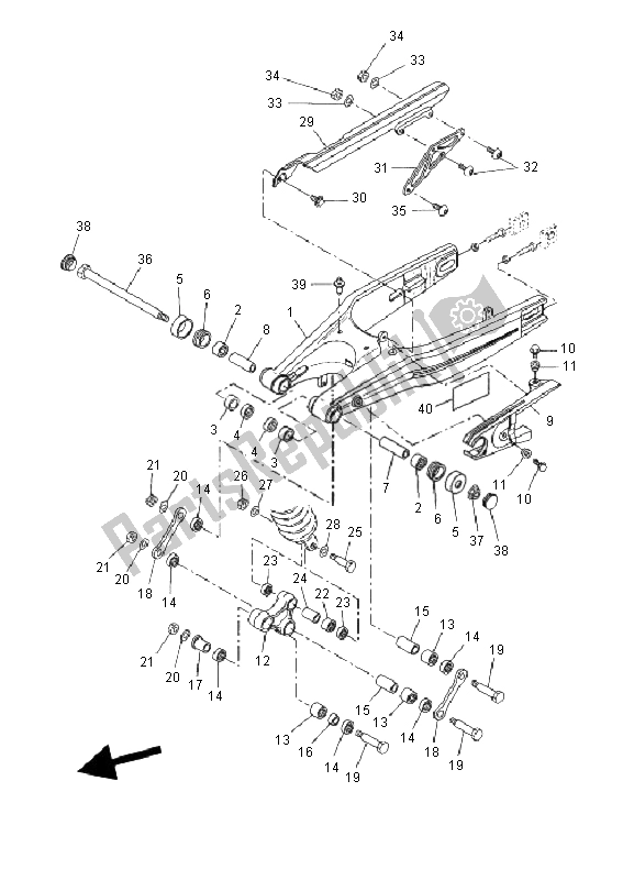 All parts for the Rear Arm of the Yamaha XT 660X 2008