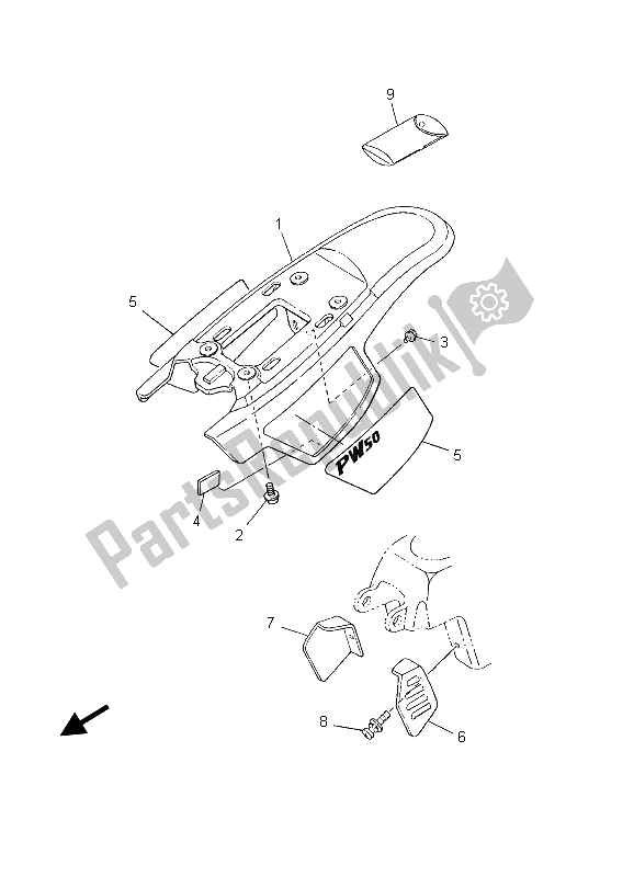 All parts for the Side Cover of the Yamaha PW 50 2003