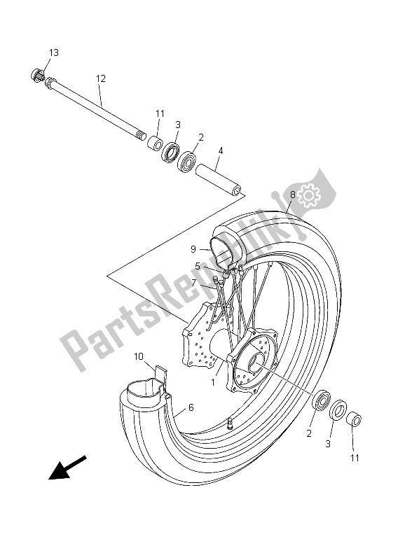 All parts for the Front Wheel of the Yamaha XVS 1100A Dragstar Classic 2003