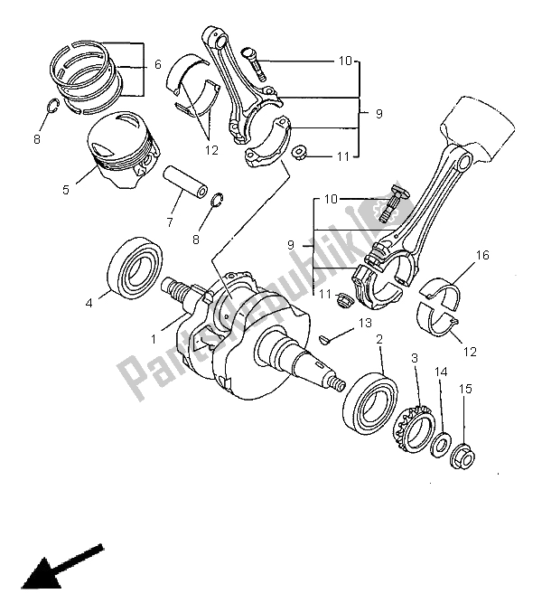 Toutes les pièces pour le Vilebrequin Et Piston du Yamaha XV 1100 Virago 1998