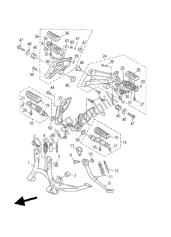 Todas las partes para Soporte Y Reposapiés de Yamaha XJR 1300 2002