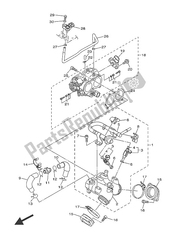 Wszystkie części do Wlot 1 Yamaha XVS 1300 CU 2016