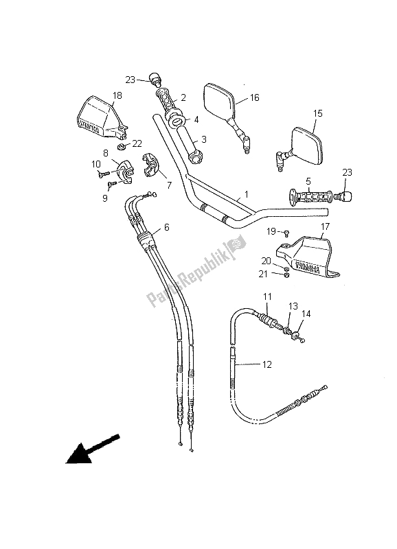 All parts for the Steering Handle & Cable of the Yamaha XT 600E 2000