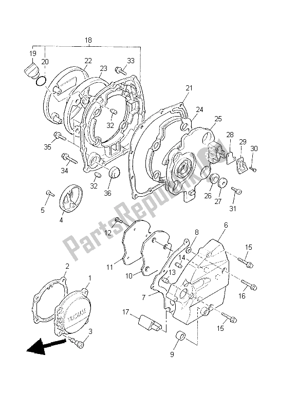 All parts for the Crankcase Cover 1 of the Yamaha XJR 1300 2002