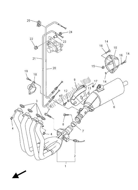 All parts for the Exhaust of the Yamaha FZ1 SA 1000 2012