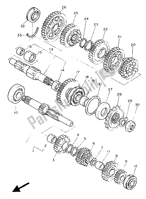 All parts for the Transmission of the Yamaha FZ 750 1986