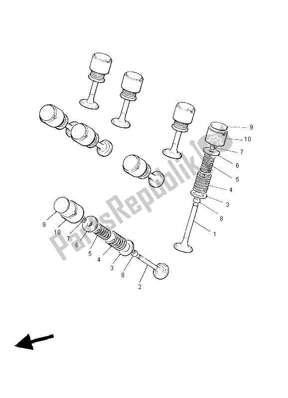 All parts for the Valve of the Yamaha XJR 1300 2004