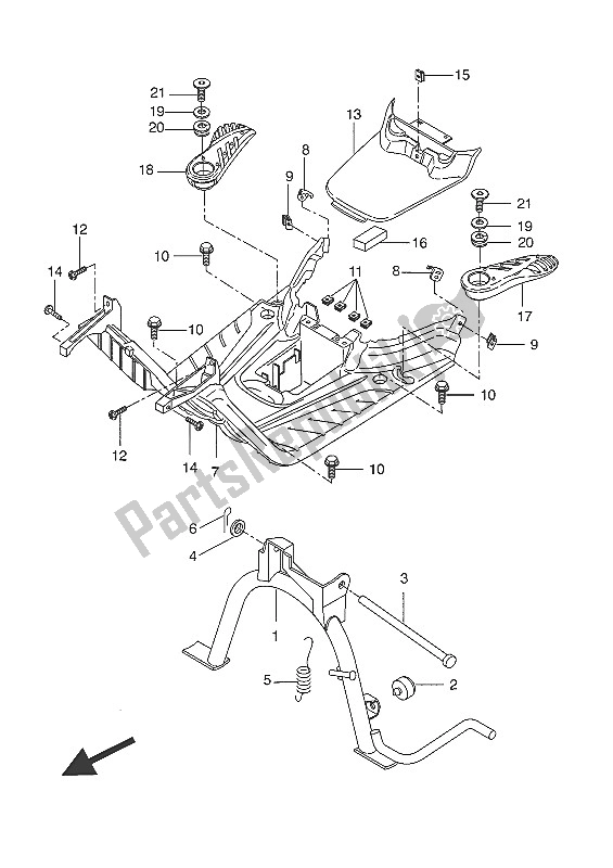 All parts for the Stand & Footrest of the Yamaha CW 50 2016