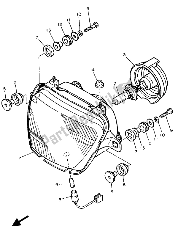 All parts for the Alternate (headlight) of the Yamaha FJ 1200A 1992