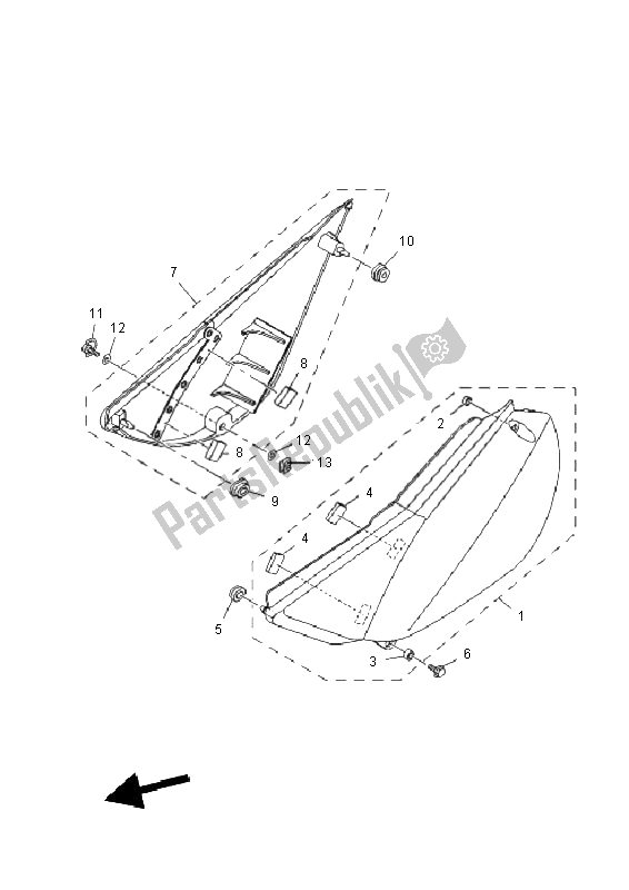 Tutte le parti per il Coperchio Laterale del Yamaha TT R 125 SW LW 2011