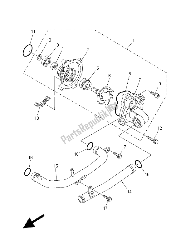 Alle onderdelen voor de Waterpomp van de Yamaha XP 500 2014
