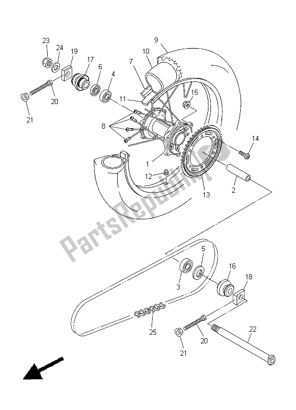 All parts for the Rear Wheel of the Yamaha WR 250R 2012