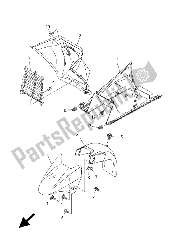 Tutte le parti per il Parafango del Yamaha YP 400 Majesty 2007