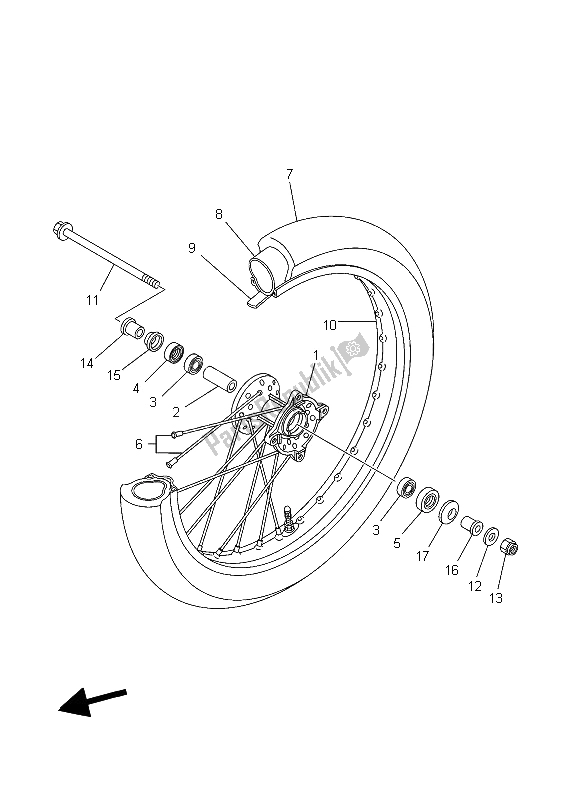 All parts for the Front Wheel (lw) of the Yamaha TT R 125 SW LW 2006