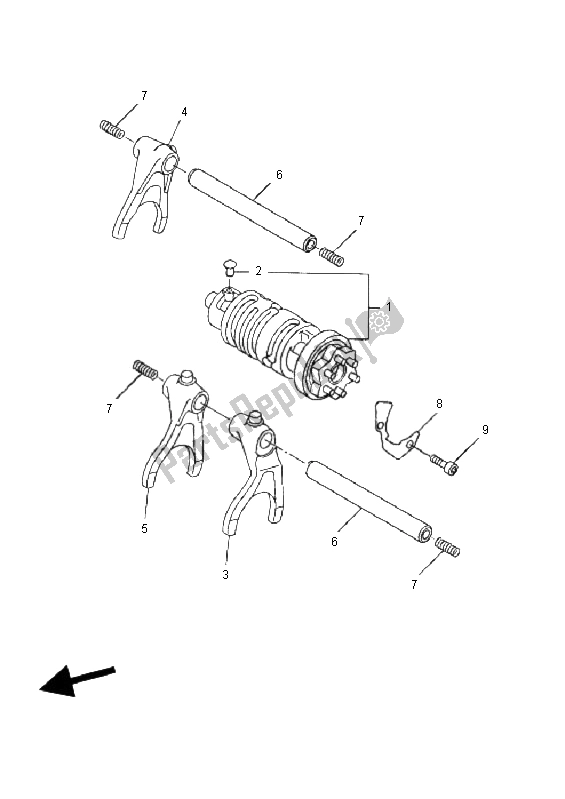 All parts for the Shift Cam & Fork of the Yamaha FZ6 NHG 600 2008