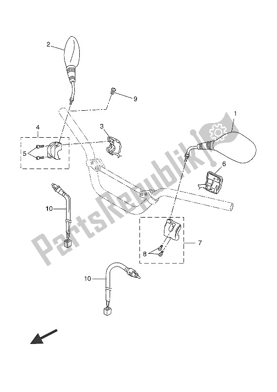 All parts for the Handle Switch & Lever of the Yamaha NS 50N 2016