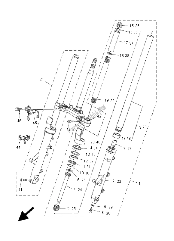 Tutte le parti per il Forcella Anteriore del Yamaha XP 500 T MAX 2005