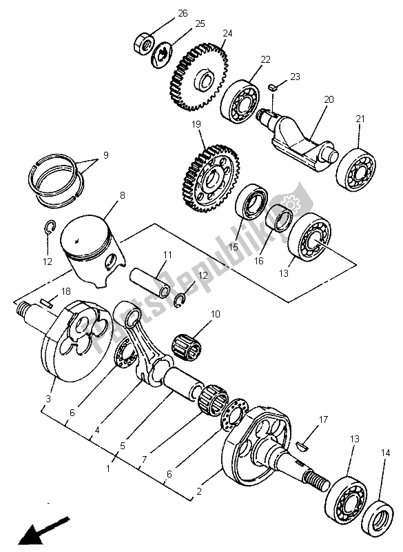 Tutte le parti per il Albero Motore E Pistone del Yamaha TDR 125 1995