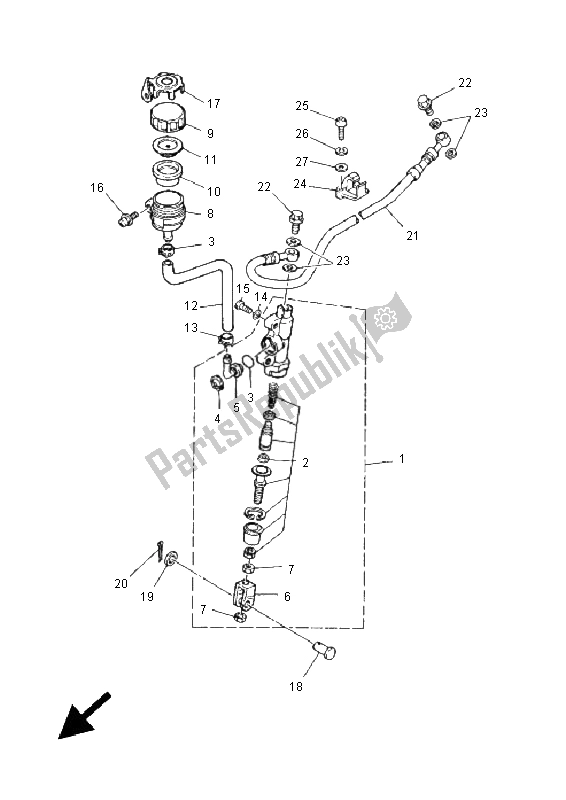 Wszystkie części do Tylny Cylinder G?ówny Yamaha DT 125X 2005