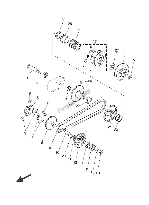 All parts for the Clutch of the Yamaha NS 50N 2016