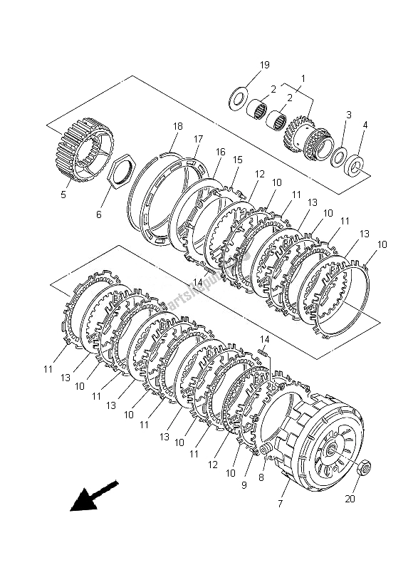 All parts for the Clutch of the Yamaha XP 500A 2013