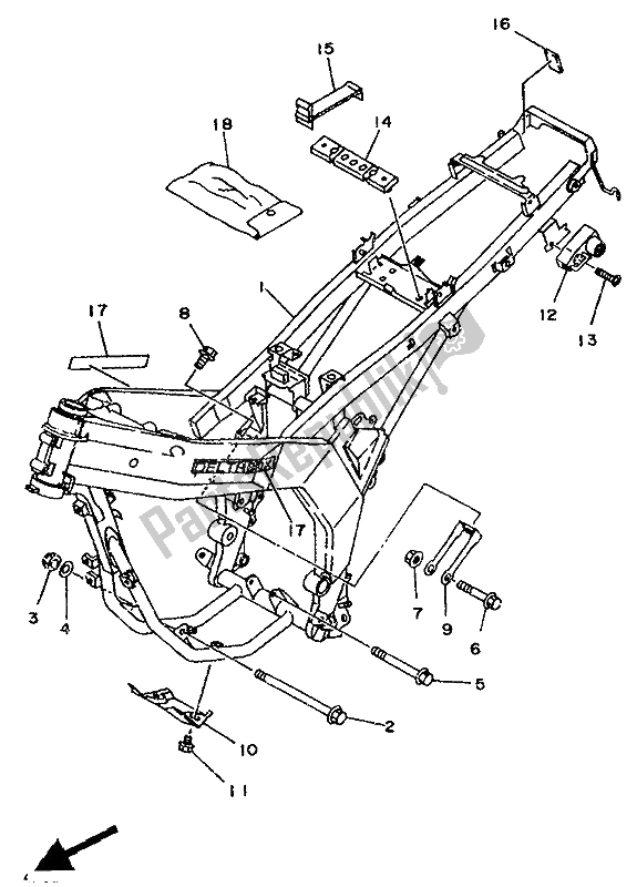 Tutte le parti per il Telaio del Yamaha TDR 125 1994