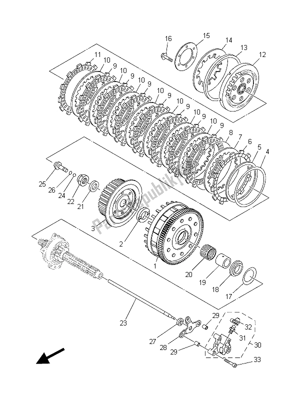 Alle onderdelen voor de Koppeling van de Yamaha XT 1200Z 2015