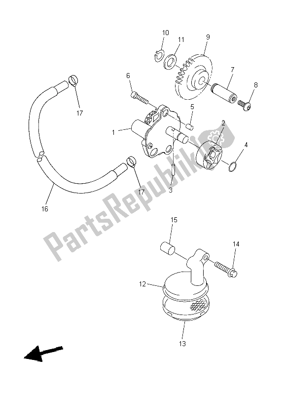 All parts for the Oil Pump of the Yamaha WR 450F 2009