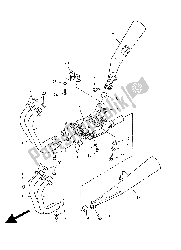 All parts for the Exhaust of the Yamaha XJR 1300 2000