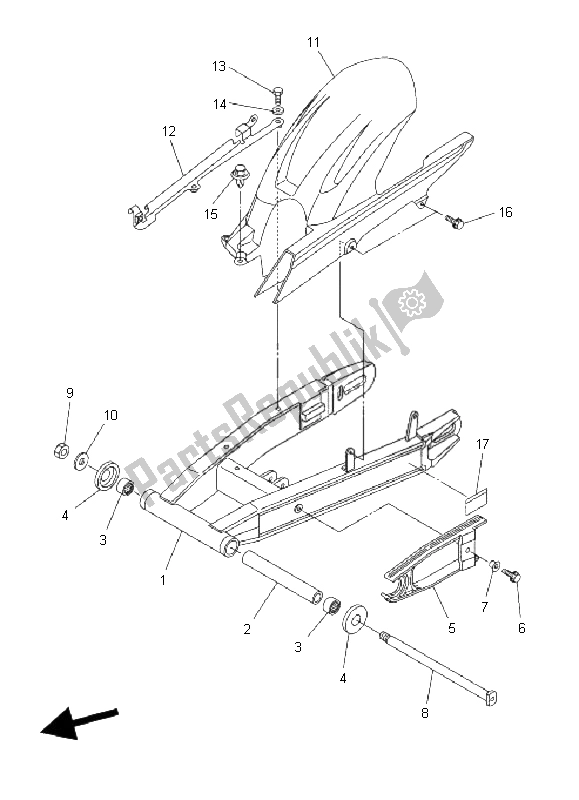 Todas las partes para Brazo Trasero de Yamaha FZ6 Sahg 600 2008