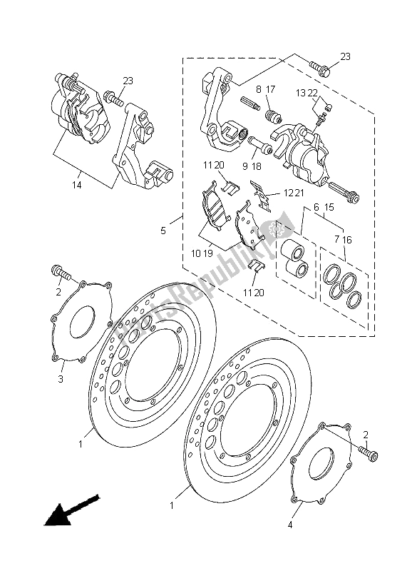 All parts for the Front Brake Caliper of the Yamaha XVS 1100 Dragstar 2000