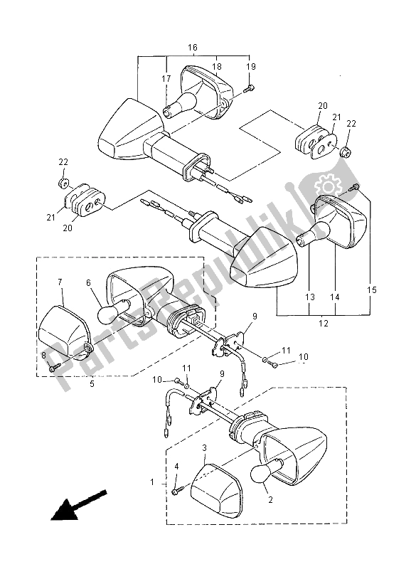 Tutte le parti per il Luce Lampeggiante del Yamaha YZF R6 600 2000