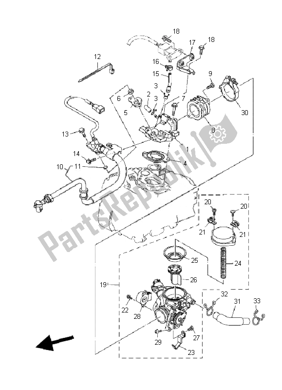 All parts for the Intake of the Yamaha YP 400 Majesty 2010