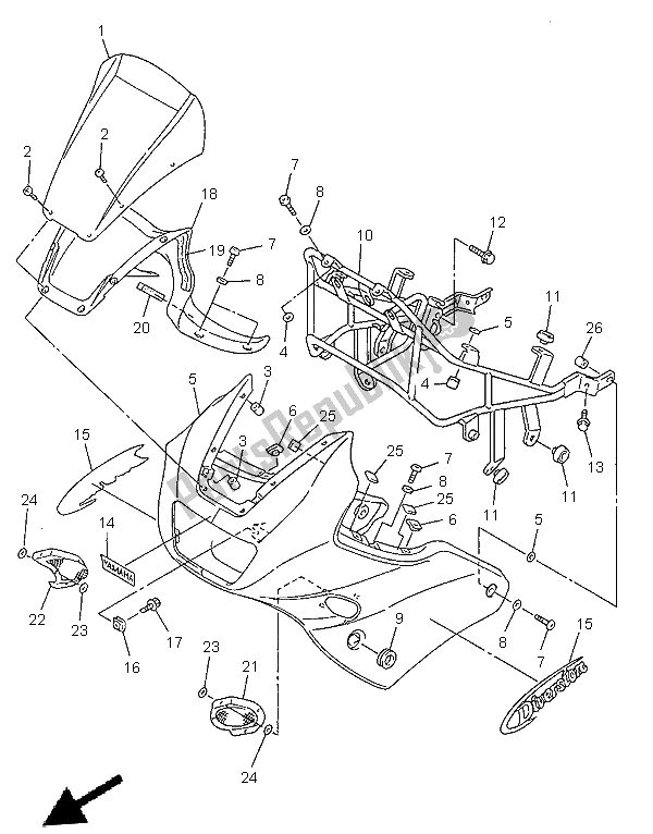 Tutte le parti per il Cowling 1 del Yamaha XJ 600S 1999