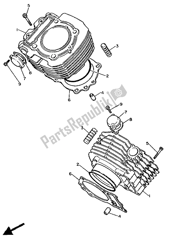 Wszystkie części do Cylinder Yamaha XV 750 Virago 1992