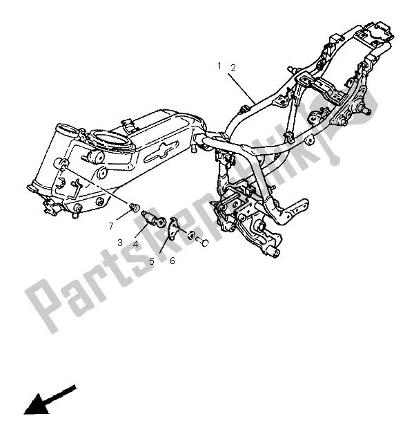 All parts for the Alternate Frame (uk) of the Yamaha XV 535 S Virago 1997