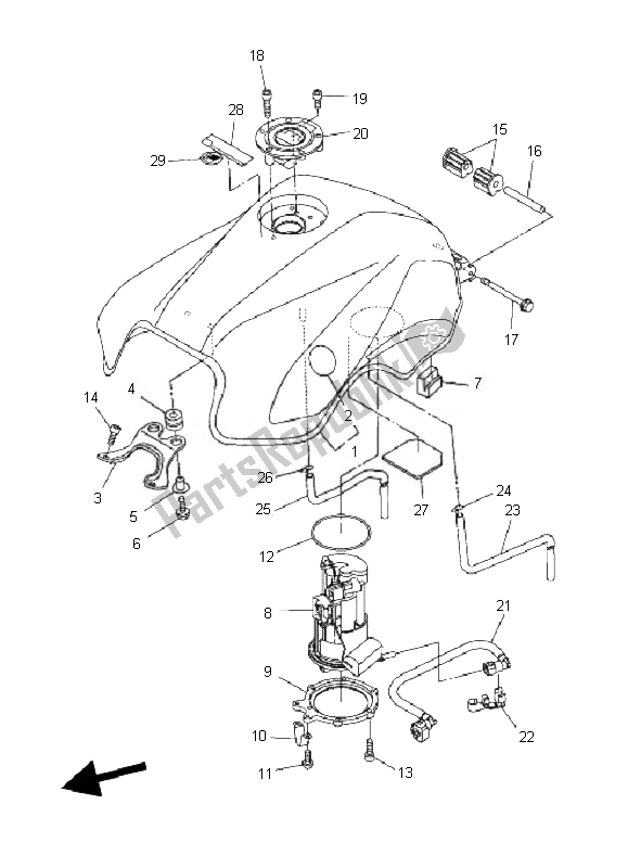 Tutte le parti per il Serbatoio Di Carburante del Yamaha FZ6 S Fazer 600 2007