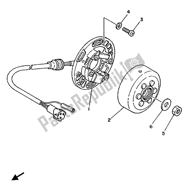 All parts for the Generator of the Yamaha YZ 125 LC 1990