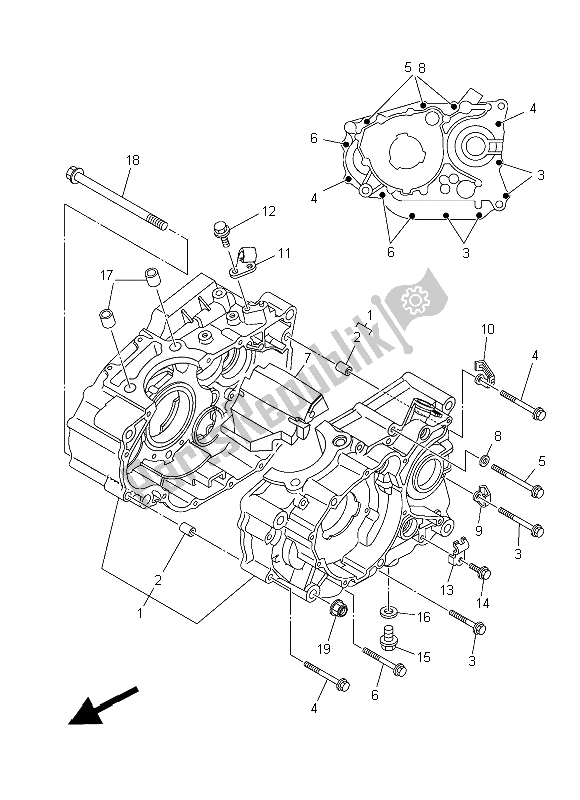 All parts for the Crankcase of the Yamaha YFM 250R Raptor 2013