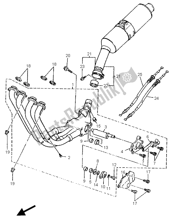 Toutes les pièces pour le échappement du Yamaha YZF 750R 1996