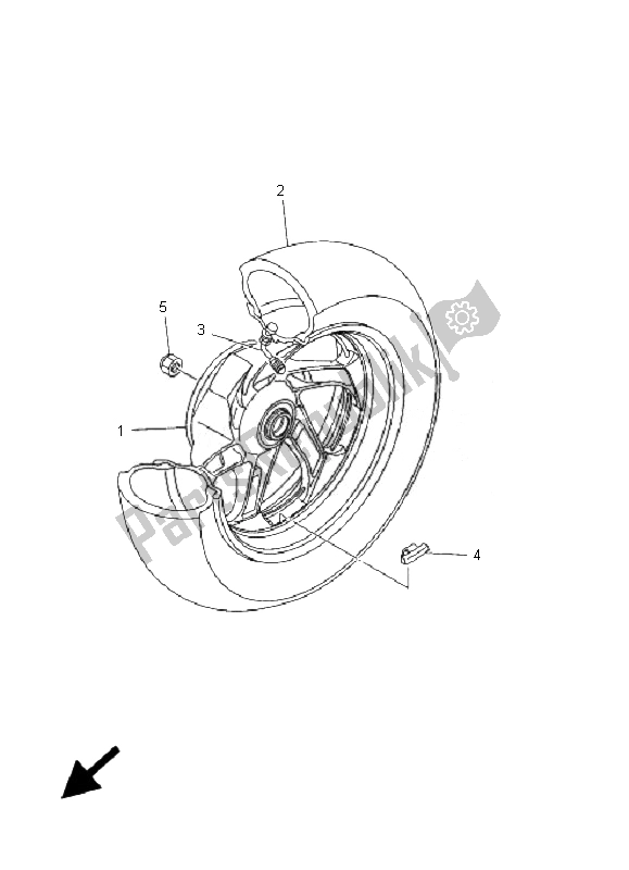 All parts for the Rear Wheel of the Yamaha YP 400A Majesty 2007