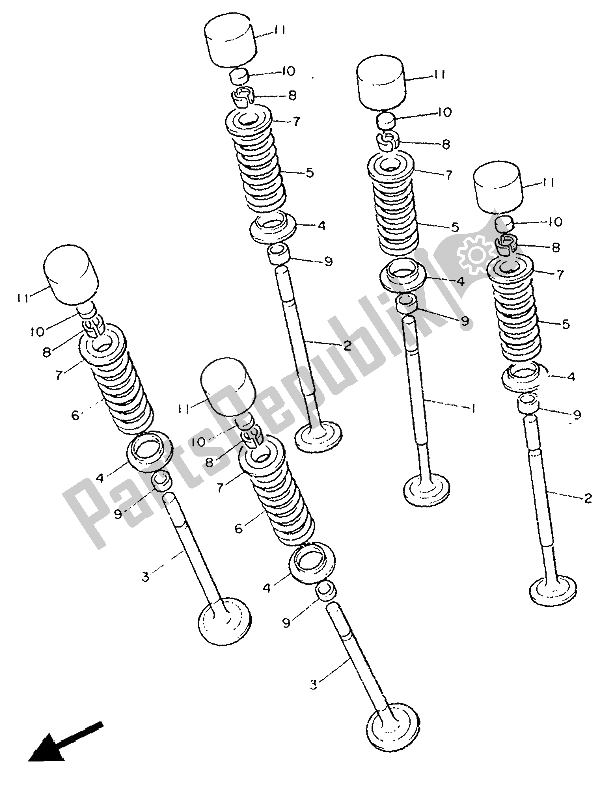 Tutte le parti per il Valvola del Yamaha FZ 750 Genesis 1988