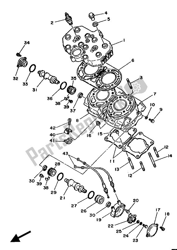All parts for the Cylinder of the Yamaha RD 350 LC 1986