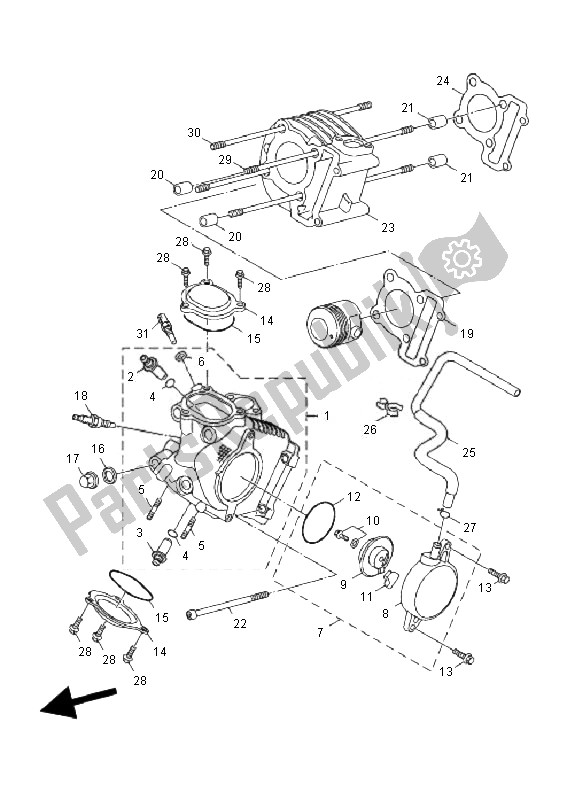 All parts for the Cylinder of the Yamaha YW 125 BWS 2010