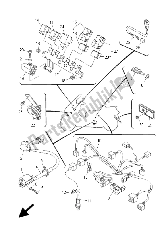 Toutes les pièces pour le électrique 2 du Yamaha YP 400A Majesty 2009